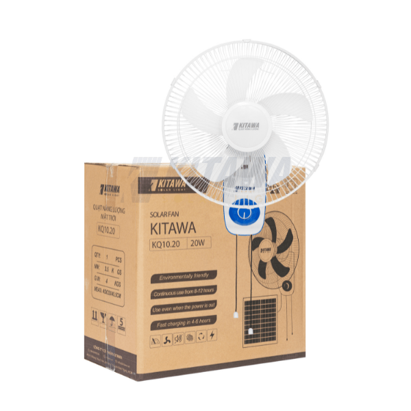 Quạt Treo Tường Năng Lượng Mặt Trời 20W KITAWA - KQ10.20