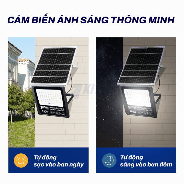 Đèn Pha Năng Lượng Mặt Trời Chống Chói 200W KITAWA - DP19.200