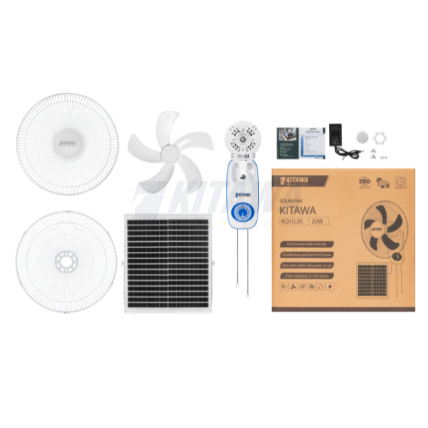 Quạt Treo Tường Năng Lượng Mặt Trời 20W KITAWA - KQ10.20