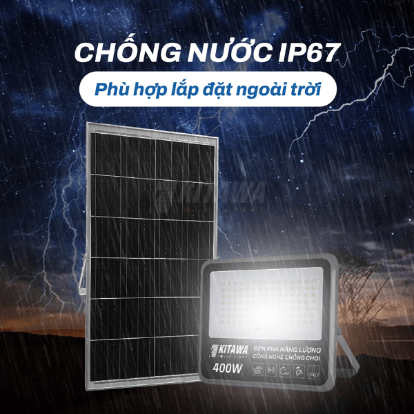 Đèn Pha Năng Lượng Mặt Trời Chống Chói 400W KITAWA - DP19.400
