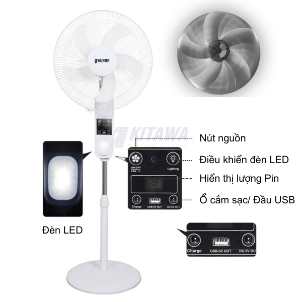 Quạt Năng Lượng Mặt Trời 30W KITAWA Thông Minh - KQ12.30
