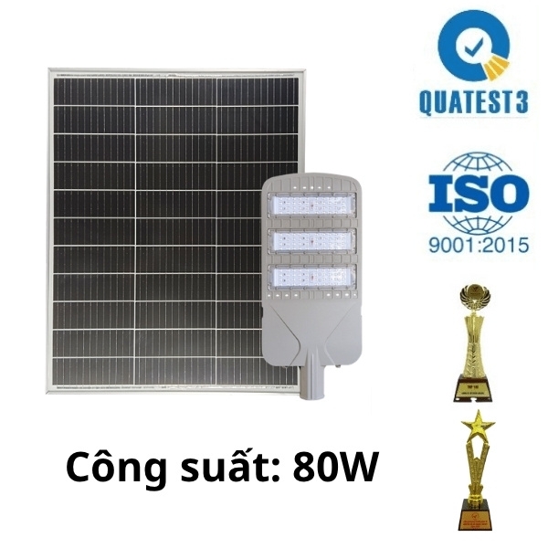 Đèn Đường Công Trình Năng Lượng Mặt Trời 80W BCDT9.80 Chống Nước Bền Bỉ