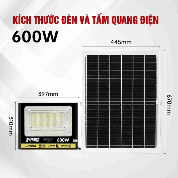 Đèn Pha Năng Lượng Mặt Trời 600W Chống Nước IP67 - BDP27.600