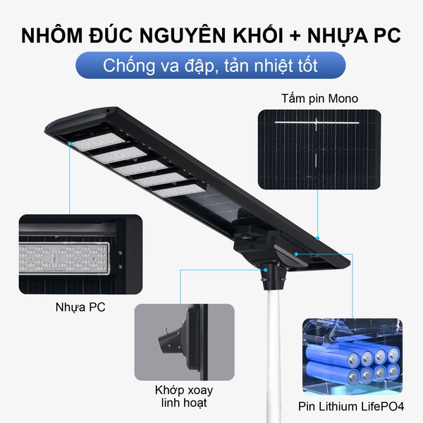 Đèn Liền Thể Công Trình Năng Lượng Mặt Trời 1200W Chống Bão CTLT.CA01.1200