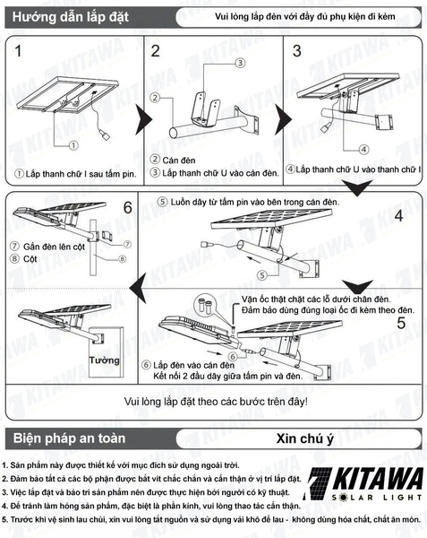 [40W; 100W; 180W] Đèn đường năng lượng mặt trời Kitawa BCCT06