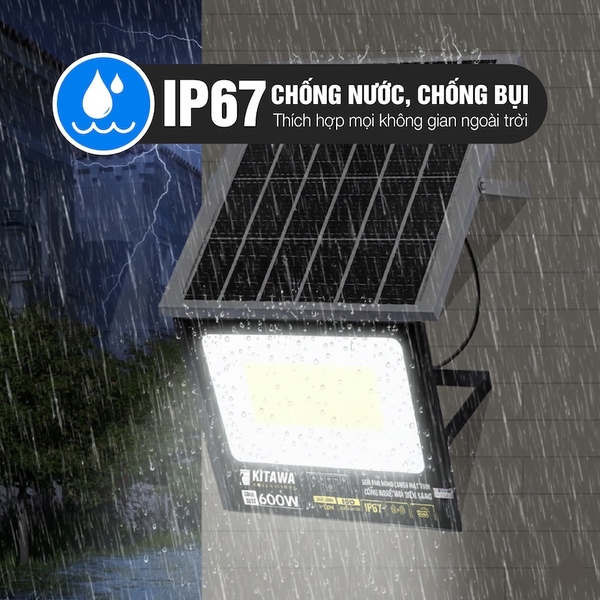 Đèn Pha Năng Lượng Mặt Trời 100W Lite BDP26.100 KITAWA Chống Nước IP67
