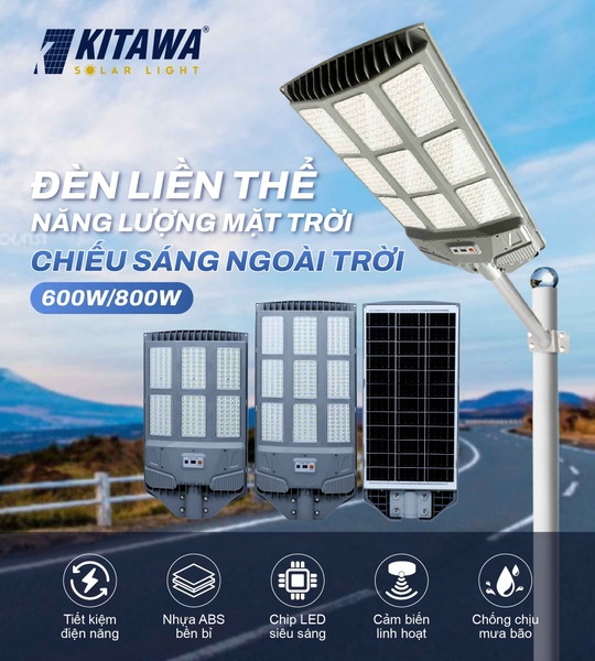 Đèn Liền Thể Năng Lượng Mặt Trời 800W Chính Hãng KITAWA LT18.800 Chiếu Sáng Mạnh Mẽ