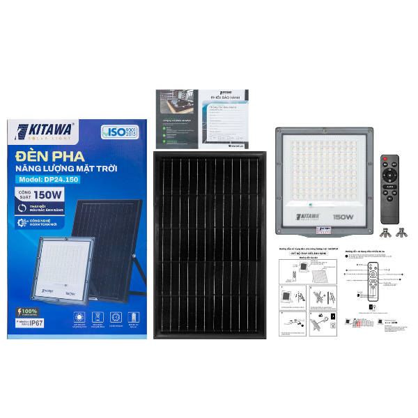 Đèn Pha Năng Lượng Mặt Trời 150W Siêu Sáng - DP24.150 (Đã bao gồm VAT)