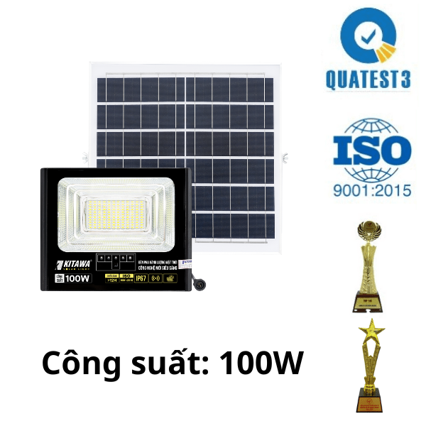 Đèn Pha Năng Lượng Mặt Trời 100W Lite BDP26.100 KITAWA Chống Nước IP67