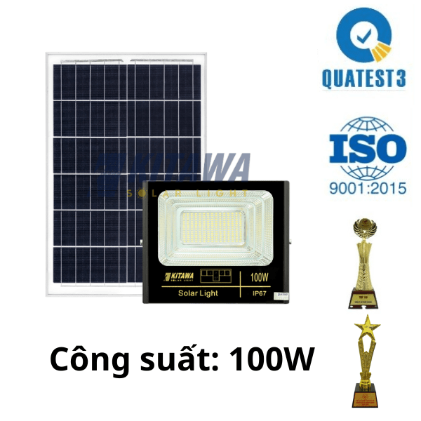 Đèn Pha Năng Lượng Mặt Trời Kitawa 100W IP67 DP1100-K