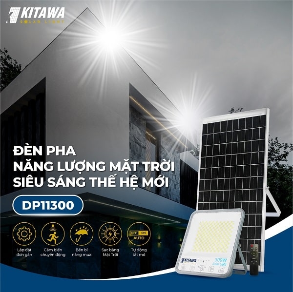 [300W] Đèn Pha Năng Lượng Mặt Trời 300W Bọc Cầu KITAWA - DP11300