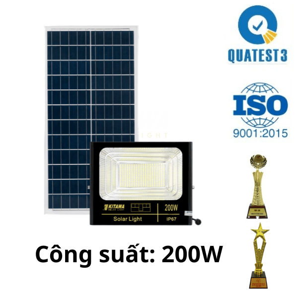 [200W] Đèn Pha Năng Lượng Mặt Trời Kitawa 200W Ip67 DP1200