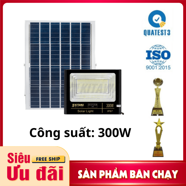 [300W] Đèn Pha Năng Lượng Mặt Trời DP1300 Kitawa Chống Nước IP67