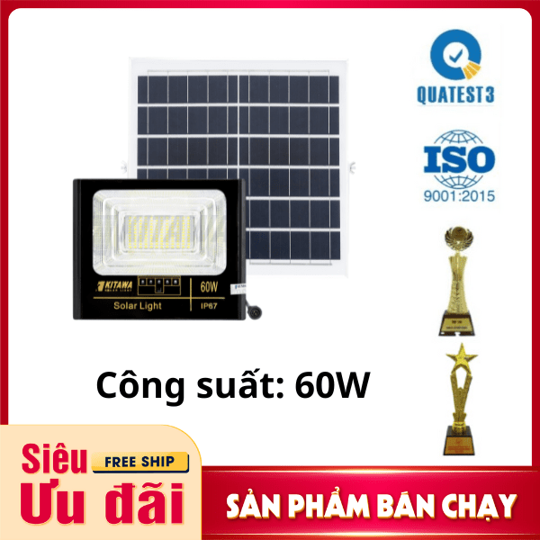 [60W] Đèn Pha Năng Lượng Mặt Trời Kitawa 60W IP67 DP160