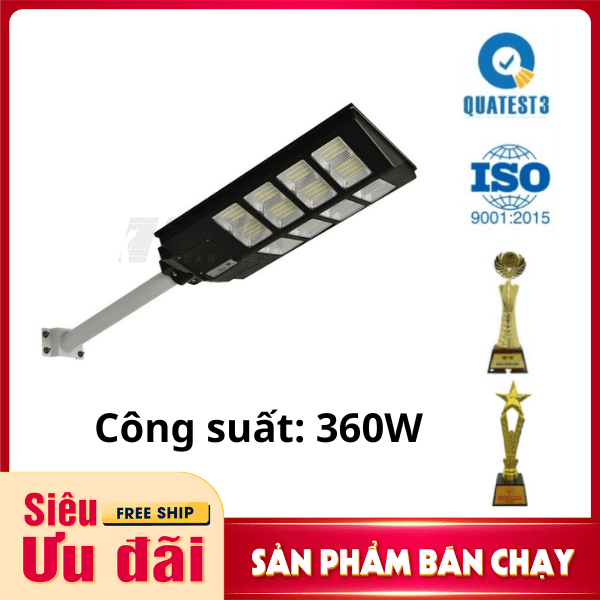 [360W] Đèn Đường Năng Lượng Mặt Trời Liền Thể 2 Cánh Kitawa 360W LT5360