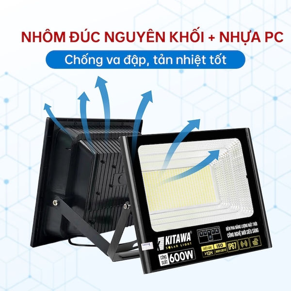 Đèn Pha Năng Lượng Mặt Trời 100W Lite BDP26.100 KITAWA Chống Nước IP67