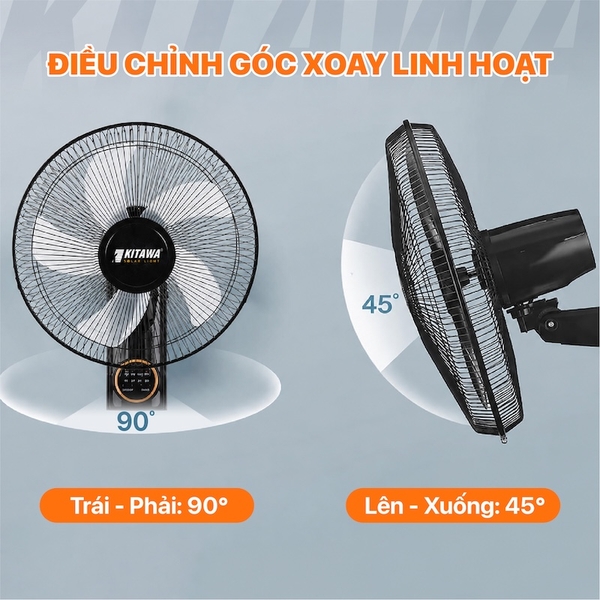 Quạt Treo Tường Năng Lượng Mặt Trời 20W KITAWA Thông Minh - KQ15.20
