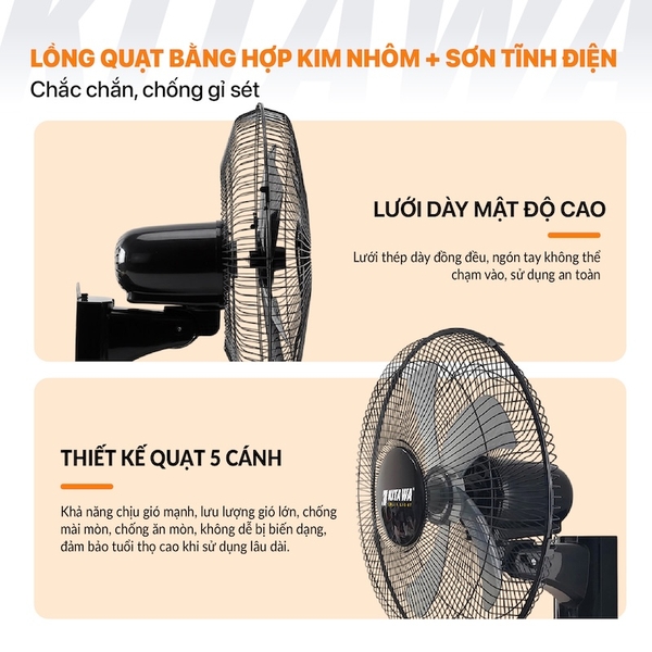 Quạt Treo Tường Năng Lượng Mặt Trời 20W KITAWA Thông Minh - KQ15.20