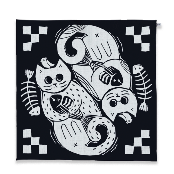 Khăn Mĩ Miêu - Mèo Mù Vớ Cá Rán Bandana (Black/Beige)