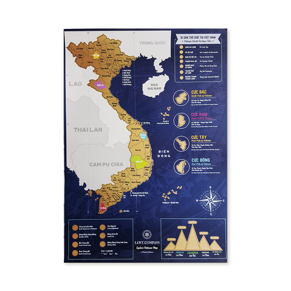 Vietnam Scratch Map Royal Blue Edition