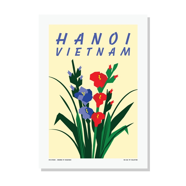 Hoa Tết Hà Nội: Hoa Đỏ Và Tím A3 Print