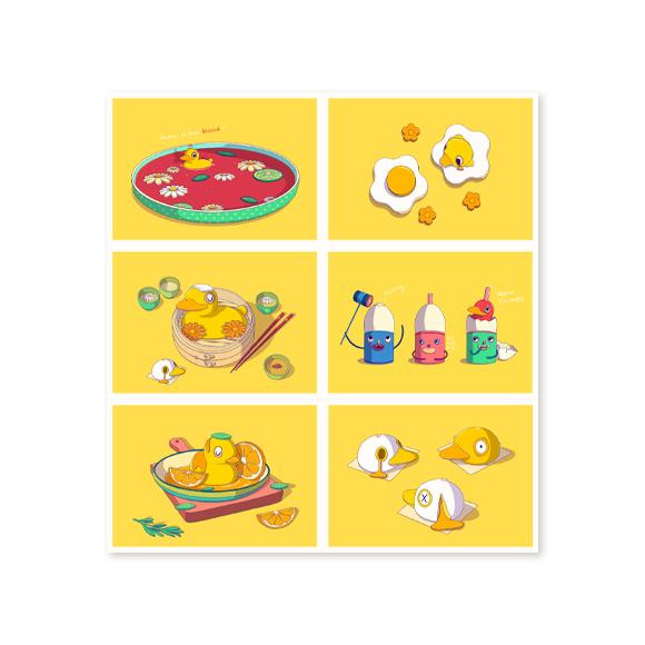 Rubber Duckie Food Postcard Set