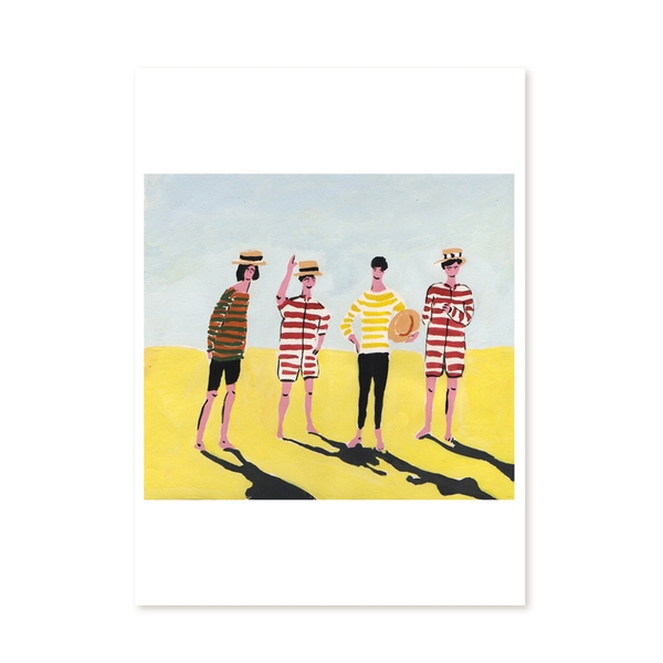 The Beatles On The Beach A4 Print