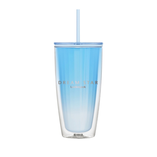 Ly nhựa LocknLock 2 lớp 750ml HAP522BLU - Hàng chính hãng kèm ống hút cọ rửa, cách nhiệt tốt, miệng rộng - JoyMall