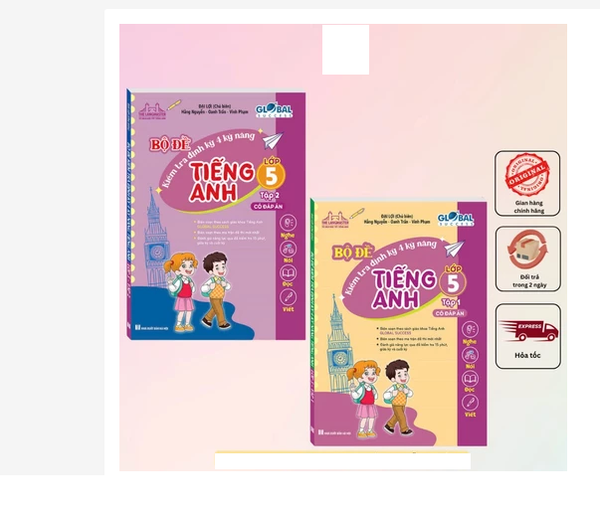 Sách - Combo 2 cuốn GLOBAL SUCCESS - Bộ đề kiểm tra định kỳ 4 kỹ năng lớp 5 (tập 1 +2) ( có đáp án )