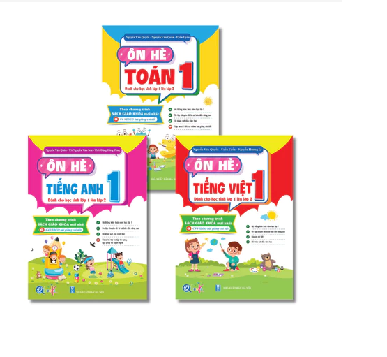 Sách - Combo Ôn Hè Toán, Tiếng Việt và Tiếng Anh Lớp 1 - Chương Trình Mới - Dành cho học sinh lớp 1 lên 2 (3 cuốn)