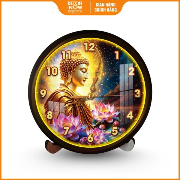 Đồng hồ Phật Giáo Phật Tĩnh Lặng Sen Hồng Đom Đóm DecorNow DH05