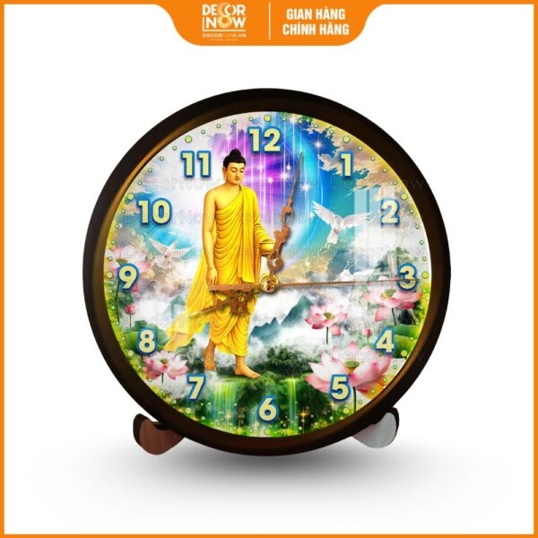 Đồng hồ Phật Giáo Bước Chân Phật An Lạc Giữa Sen DecorNow DH06