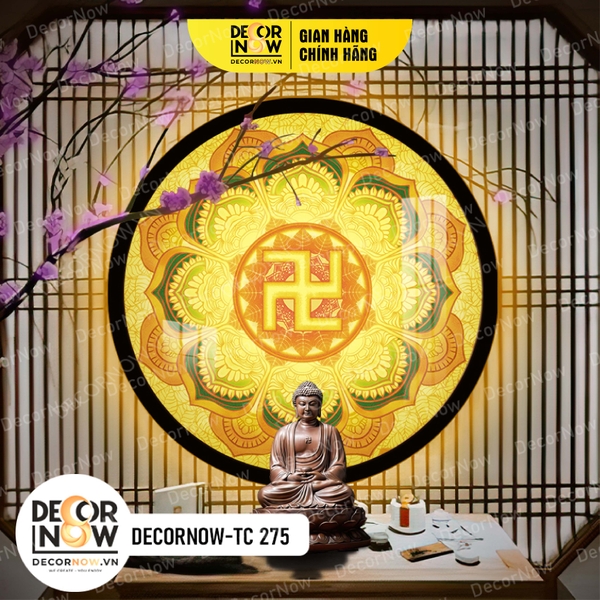 Tranh Trúc Chỉ In, Đèn Hào Quang Chữ Vạn DECORNOW DCN-TC275
