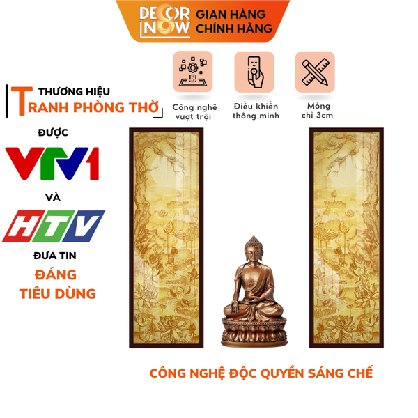 Tranh Trúc Chỉ Bộ Đối In Hoa Sen DECORNOW DCN-TC316