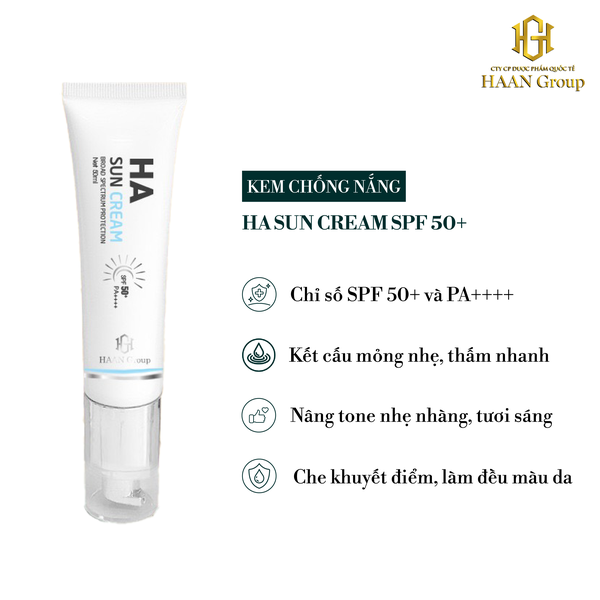 HA Sun Cream Kem chống nắng nâng tone quang phổ rộng SPF 50+ PA+++  Vũ Trụ Khỏe Đẹp