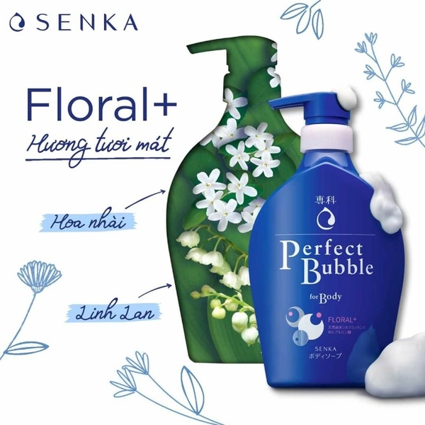 Sữa Tắm Dưỡng Ẩm Hương Nước Hoa Senka Perfect Bubble for Body Floral Plus 500ml 3