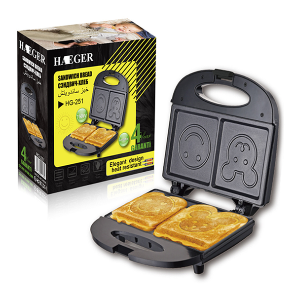 Máy kẹp nướng bánh mỳ sandwich HAEGER RAF 750W hình mặt cười/gấu