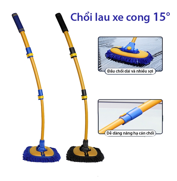 Chổi rửa xe ô tô cán dài - Chổi lau xe ô tô cán dài 3 mức gấp gọn