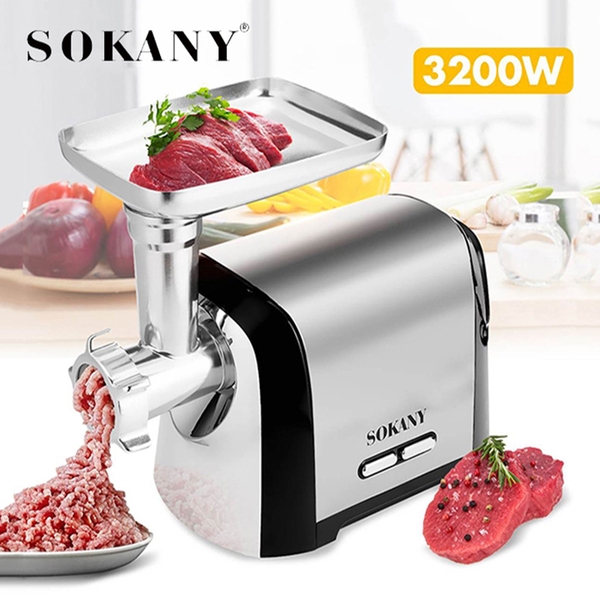 Máy đùn thịt công nghiệp SOKANY 3200W xay thịt đa năng nhồi xúc xích, lạp xưởng