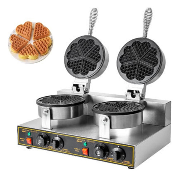 Máy làm bánh kẹp tàn ong, nướng bánh waffle công nghiệp đôi làm nóng nhanh