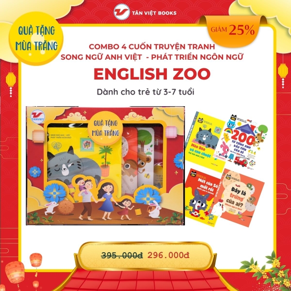Hộp Quà Tặng Mùa Trăng Cho Trẻ 3-7 Tuổi: English Zoo (4 Cuốn)