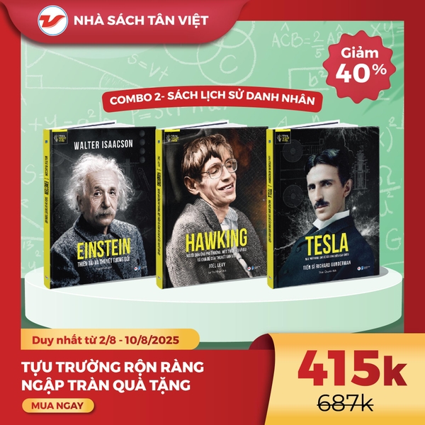 CB48 - 40% Combo - 3 cuốn Sách lịch sử danh nhân: Einstein, Hawking, Tesla