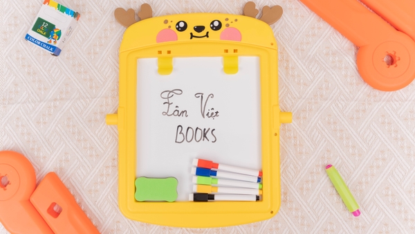 Bảng Vẽ Nam Châm 2 Mặt Cho Bé - (24 Chi Tiết) - Tặng Kèm Phấn, Bút, Bảng Sticker Chữ Số Nam Châm