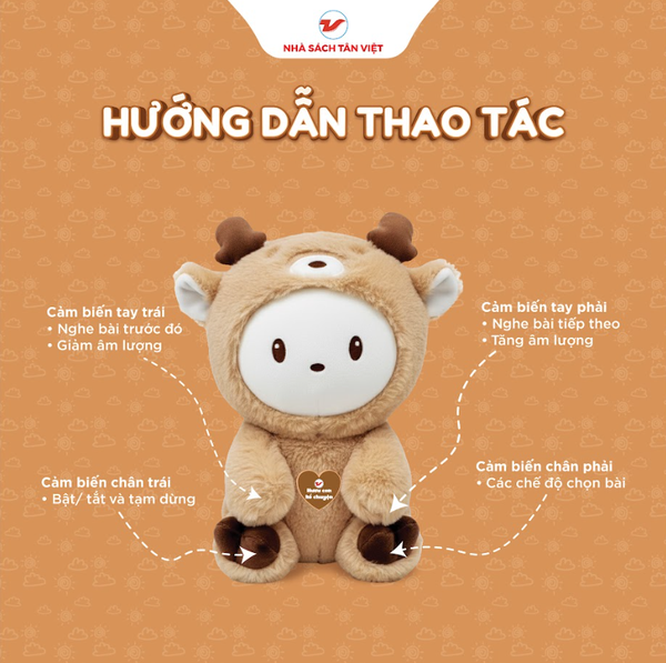 Hươu bông kể chuyện - Size nhỏ 25cm - Món quà trí tuệ cho bé