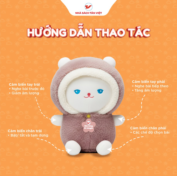 Mèo bông kể chuyện - Size 25cm - Món quà trí tuệ cho bé