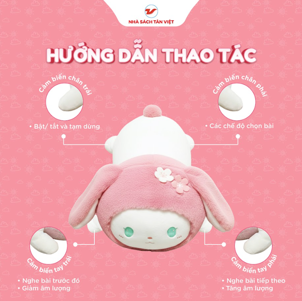 Thỏ bông kể chuyện - Loại to nằm ngang - Size 40cm - Món quà trí tuệ cho bé