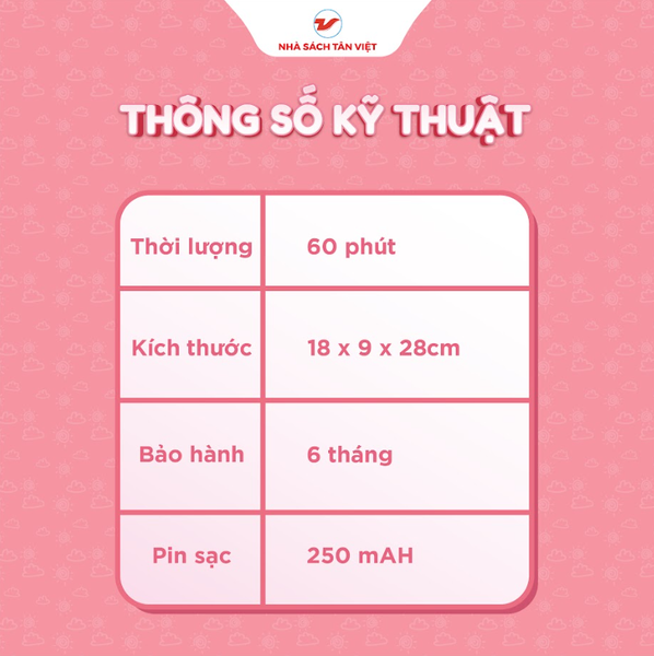 Thỏ bông kể chuyện tai hồng chấm bi - Size 25cm - Món quà trí tuệ cho bé