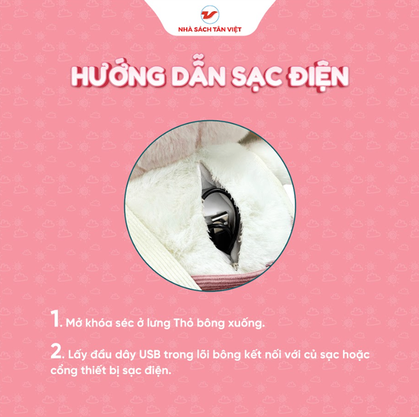 Thỏ bông kể chuyện mắt xanh - Size 25cm - Món quà trí tuệ cho bé