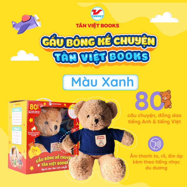 Gấu Bông Kể Chuyện Tân Việt Books - Màu Xanh