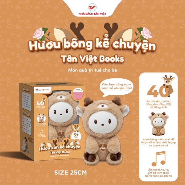 Hươu bông kể chuyện - Size nhỏ 25cm - Món quà trí tuệ cho bé